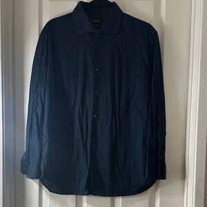 John Varvatos Navy Slim Fit Patterned Button-Up Shirt